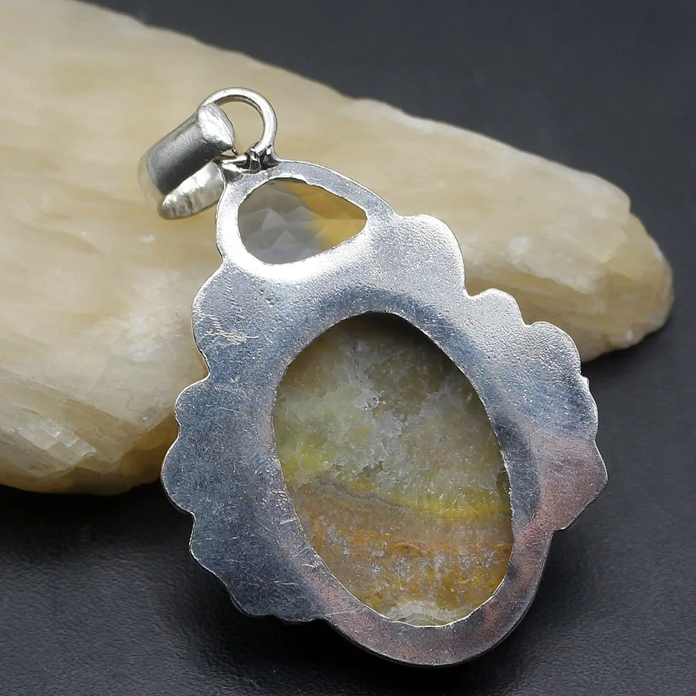 Великолепные мульти драгоценные камни OceanJasper Topaz925 Серебро цветной кулон