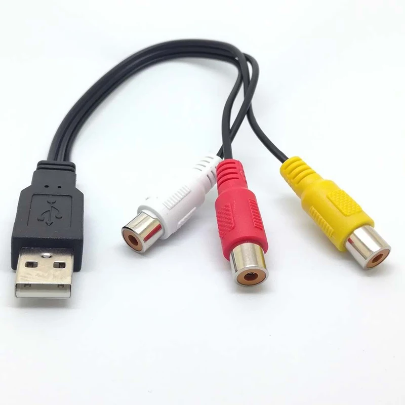 

0.3m USB Male to 3RCA Male Video AV Converter Cable for Computer HDTV TV Television USB to 3RCA adapter cable for AV equipment