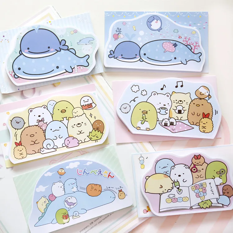 

1 Set Memo Pads Notes Kawaii Cute Cetacean Paper Notepad diary Scrapbooking Stickers Office School stationery Bookmark