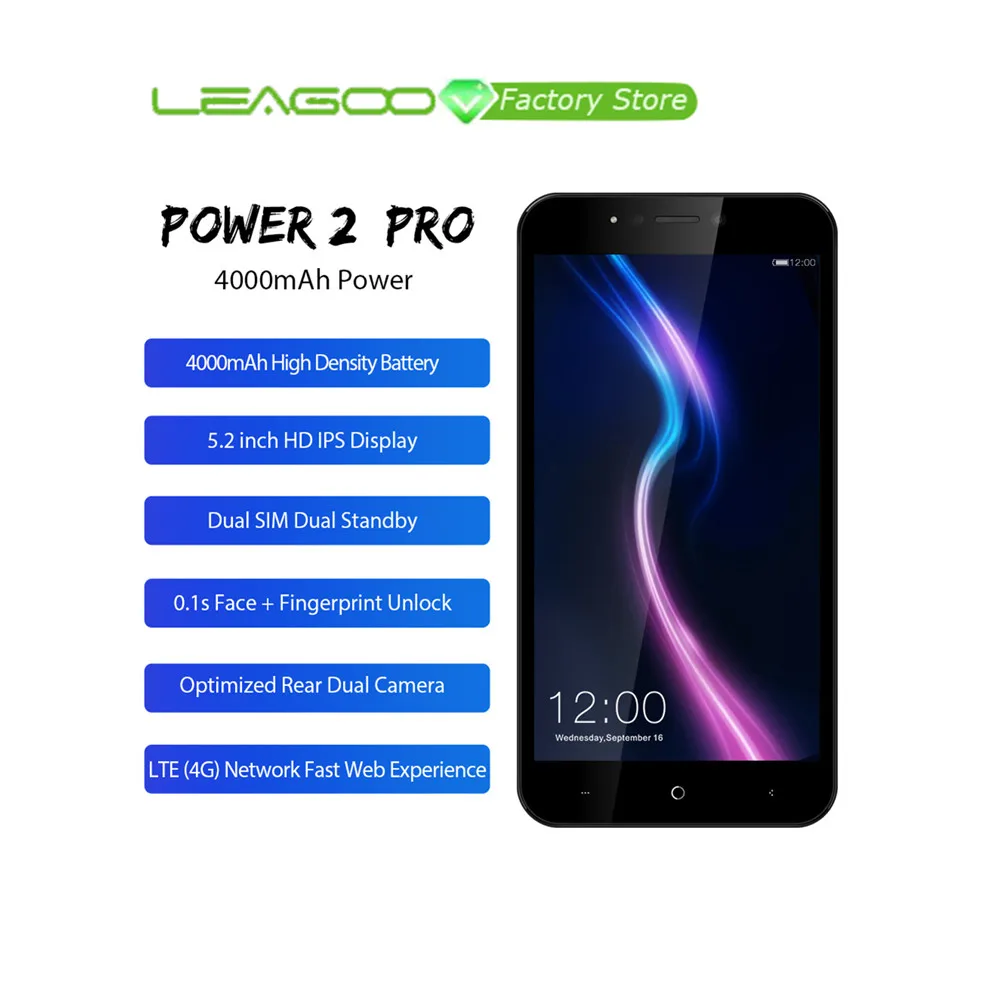 Смартфон LEAGOO POWER 2 PRO телефон с экраном 5 дюйма HD 4G 4000 мАч сканер отпечатка пальца