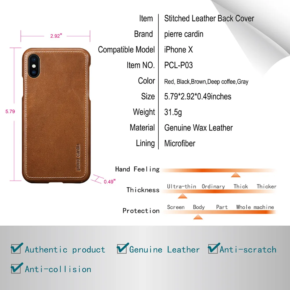 Чехол для Apple iPhone X XS Pierre Cardin Роскошный ультра тонкий противоударный чехол
