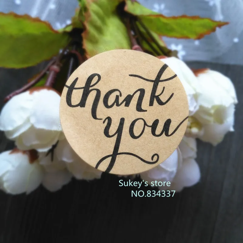 

240pcs/lot Round kraft paper "thank you' seal sticker cup gift box sticker baking package Label cake box decoration