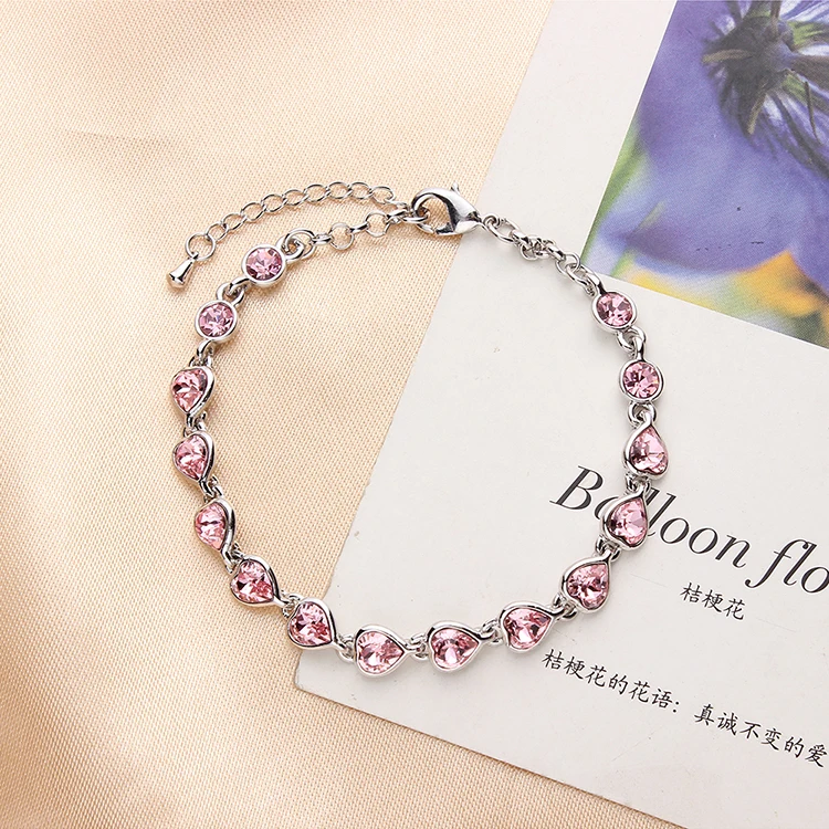 BeBella/браслет с розовым сердцем и кристаллами Swarovski модные ювелирные изделия для