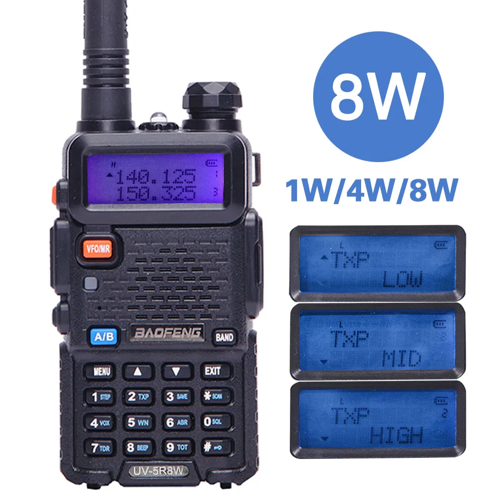 

Baofeng UV-5R 8 Вт Высокая мощность 10 км Rang VHF UHF Двухдиапазонная рация портативная двухсторонняя радиоприемопередатчик CB UV 5R