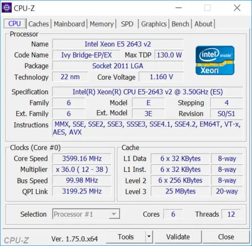 Оригинальный процессор Intel Xeon QS версии E5 2643V2 CPU 6 ядерный 3 50 ГГц 25 Мб 22 нм LGA2011 2643 V2
