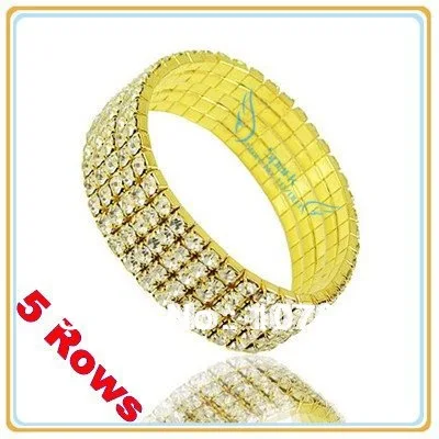 Браслет со стразами в ряд Теннисный браслет золотого цвета | Украшения и