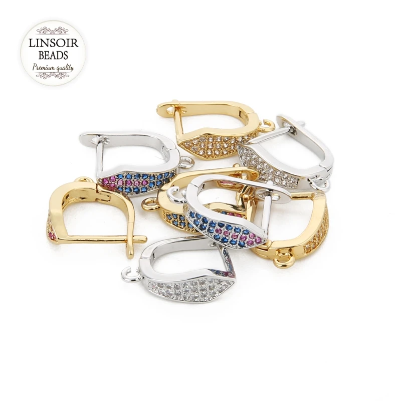 Медные U-образные крючки для сережек фурнитура ювелирных изделий циркониевые