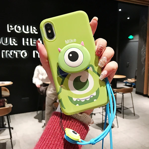 Зеленый Чехол для iphone XS max Cute Sullivan Mike Monsters, мягкий матовый чехол для iphone 8plus 8 X XR 6 6s 6s p 7 7P Shell+ подставка+ ремешок - Цвет: Зеленый