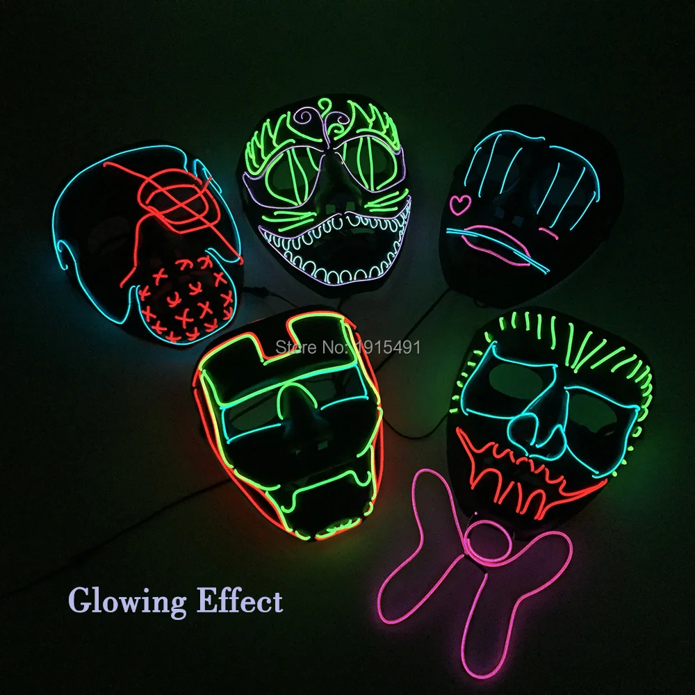 

Fashion Dancing Props Led EL Wire USA Dollar Eyes Mask Wedding Decor Gentleman Bowknot Glowing Costume Mask Rave Party Lighting