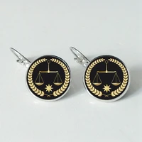 unique justice referee glass earrings delicate balance earrings convex round fashion ear jewelry