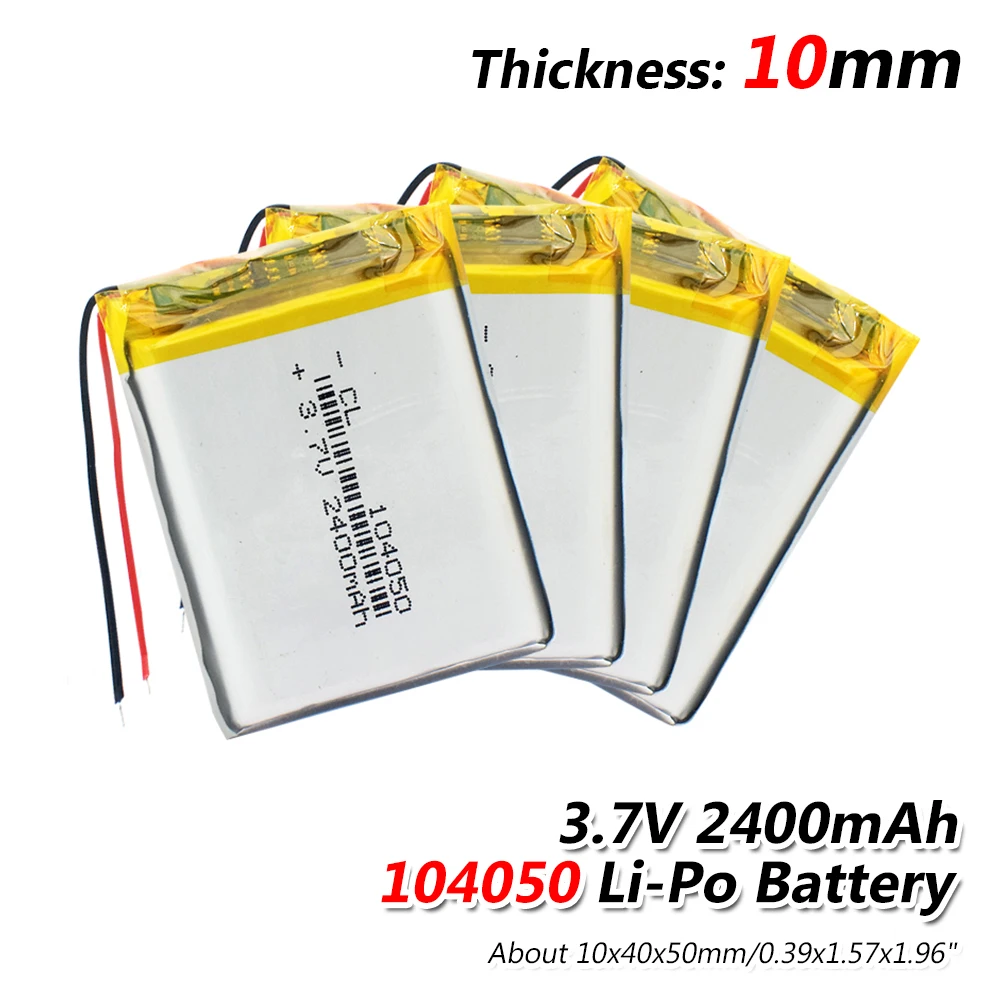 Новинка! перезаряжаемый литий-полимерный аккумулятор 104050 3,7 V 2400mAh для gps MP3 MP4 PDA, камера DIY Bateria