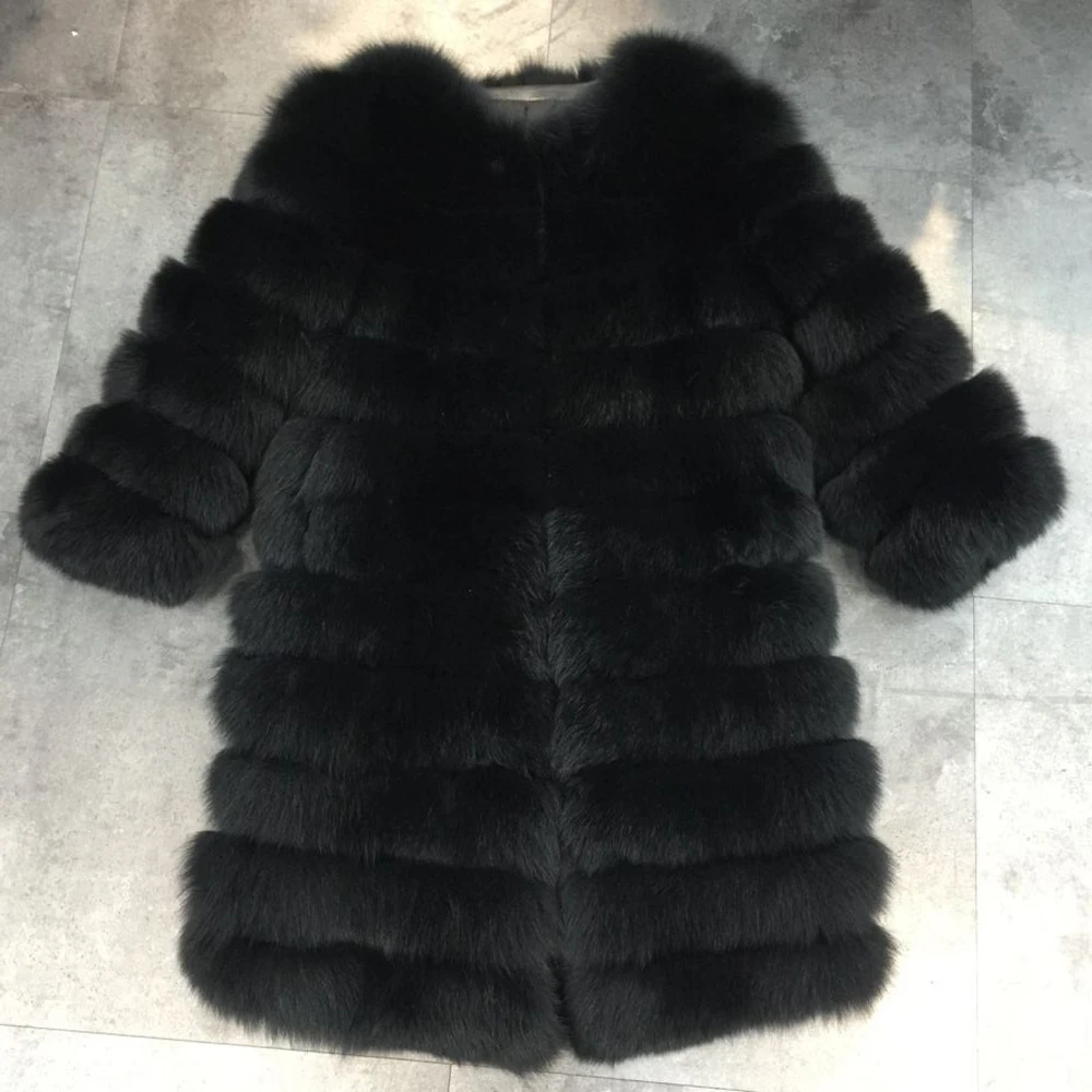Jancoco Max 11 строк зимние теплые длинные пальто из натурального Лисьего меха женская верхняя одежда высокого качества натуральная Меховая куртка Верхняя одежда S7169