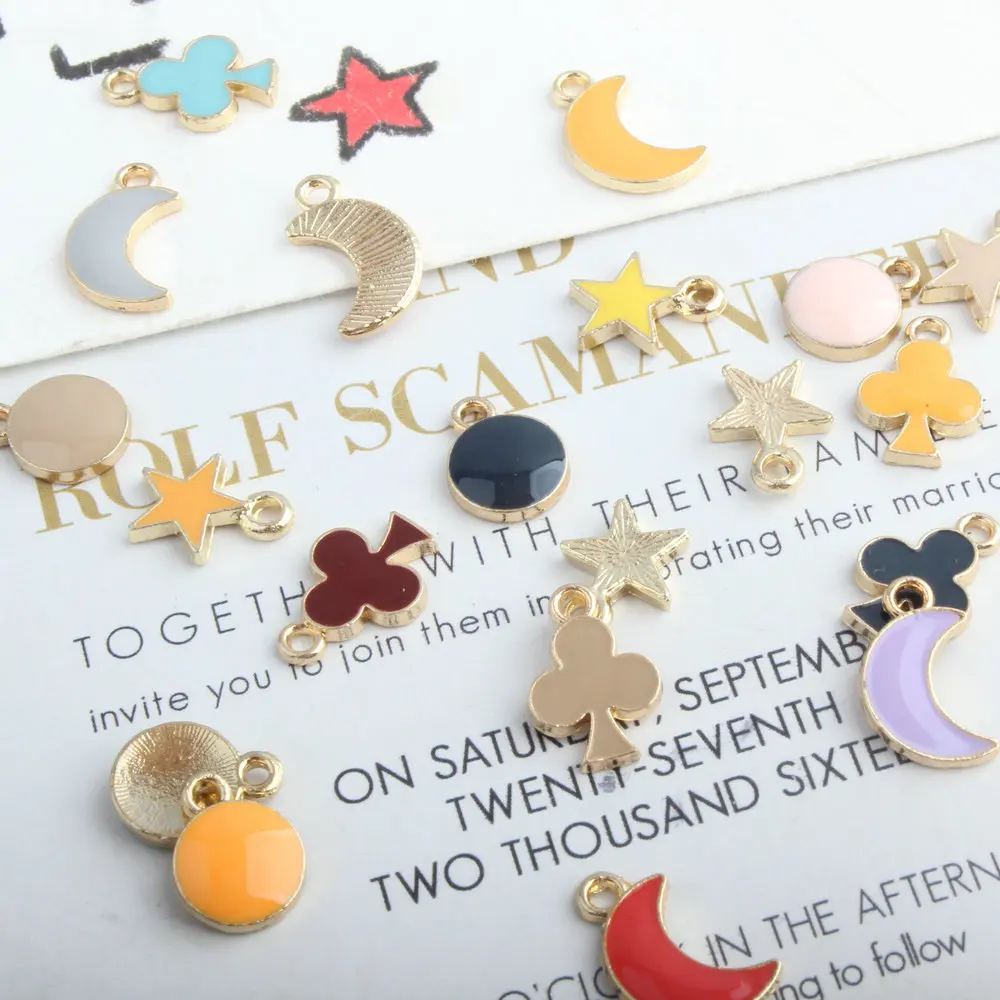 10 шт. металлическая эмалированная луна звезда круглые подвески ручная работа