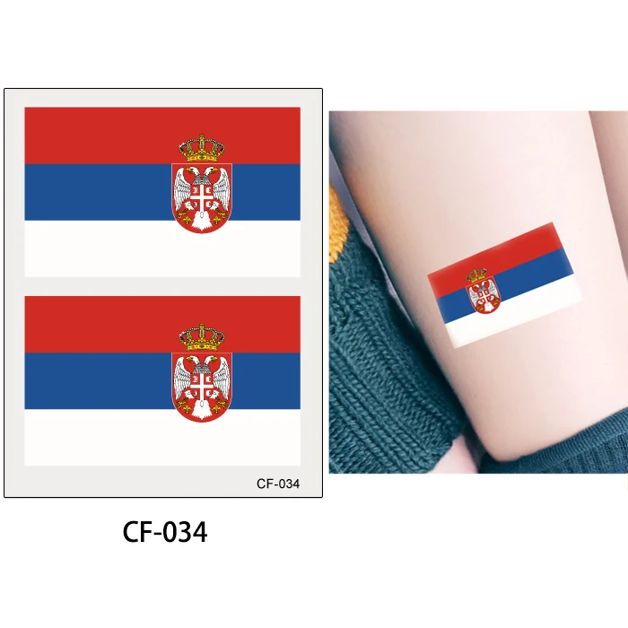 CF-034 Serbia Glaryyears 10 листов 6*8 см Кубок мира Национальный Баннер флеш тату «флаги» временные футбольные спортивные Funs смотреть игры тело стикер - Цвет: CF-034 Serbia