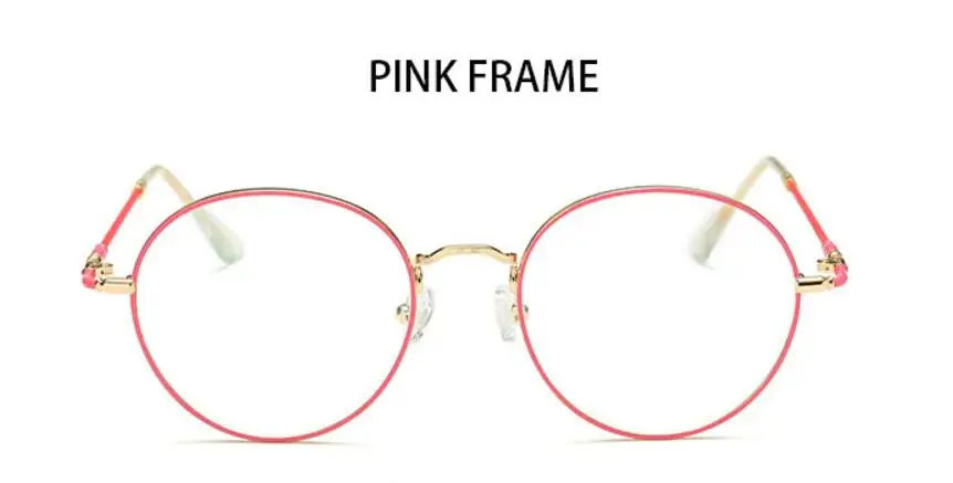 pink Круглые прозрачные очки для женщин, бренд Nerd, оправа для очков, мужские очки по рецепту, декоративные очки, золотые прозрачные линзы Oculos - Цвет оправы: pink