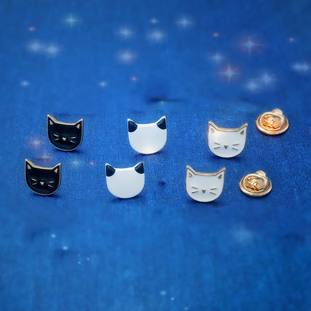 Горячий черный белый мультфильм милый, с кошками, животными эмалированная брошь значок Декоративные ювелирные изделия стиль Броши для женщин девушки подарок
