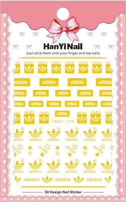 HANYI-210 DIY Золотой Серебряный спортивный бренд логотип 3D наклейки для ногтей самоклеющиеся DIY Фэнтези Шарм наклейки Советы Маникюр дизайн ногтей наклейки - Цвет: HANYI-210