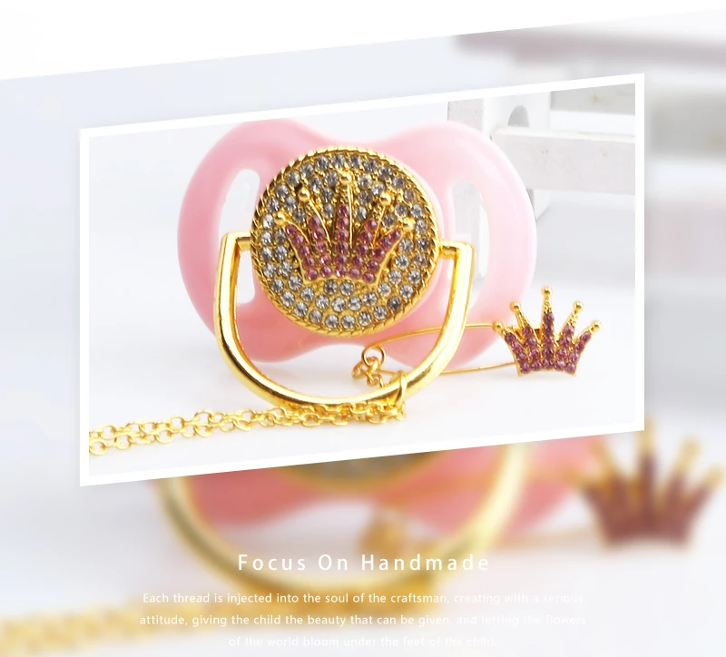 Dollbling чапета стеклянная соска металлический захват встроенный алмаз Королевская корона bling соска зажимы ниппель цепь