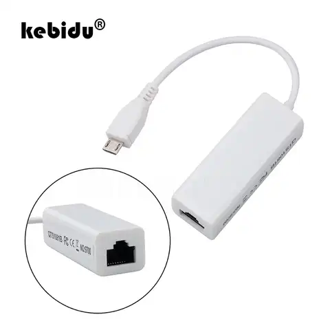Адаптер для сетевой карты kebidu, 15 см, Micro USB 2,0, штекер-гнездо RJ-45, 5-контактный, 10 Мбит/с, для Windows XP, 7, 8, ПК, Linux