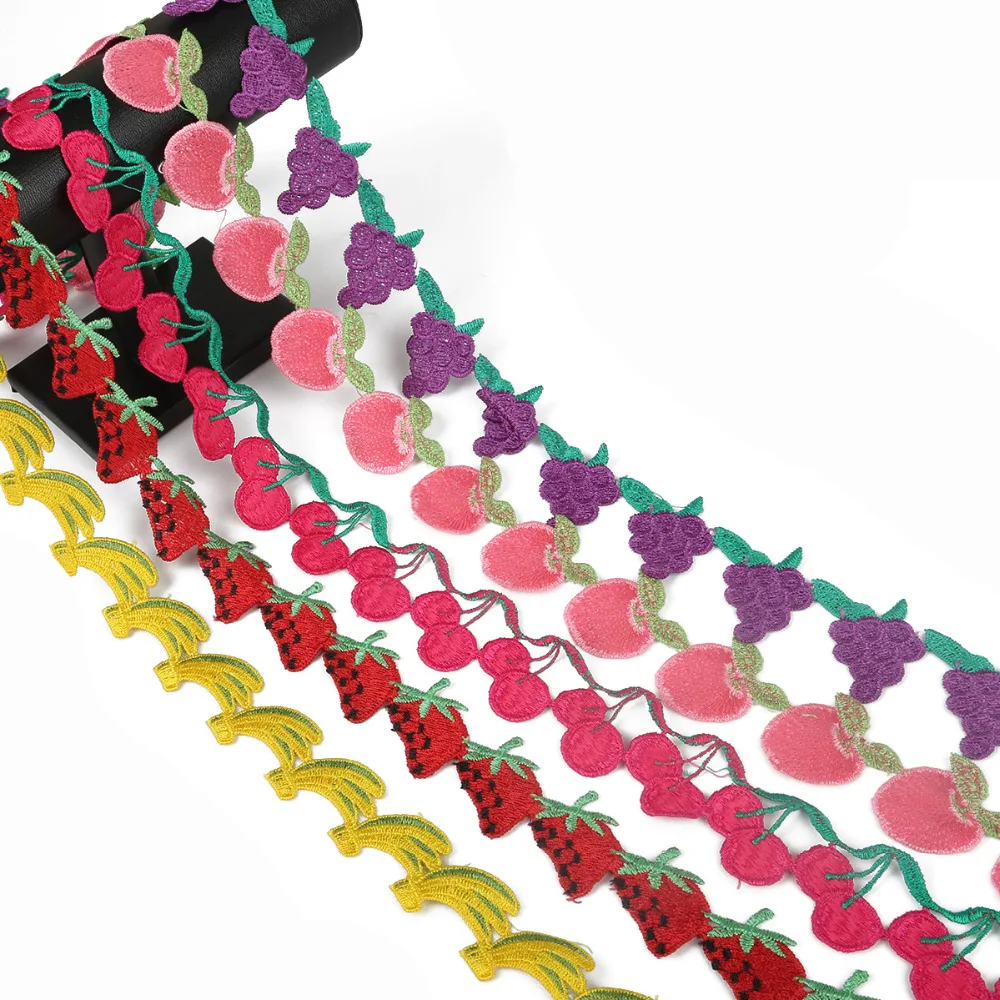 Горячая Распродажа 2 ярда ромашки Фрукты Яблоко кружевная отделка вязаные