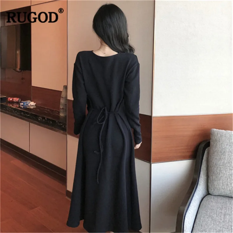 Женское платье-футляр RUGOD однотонное Элегантное повседневное платье средней