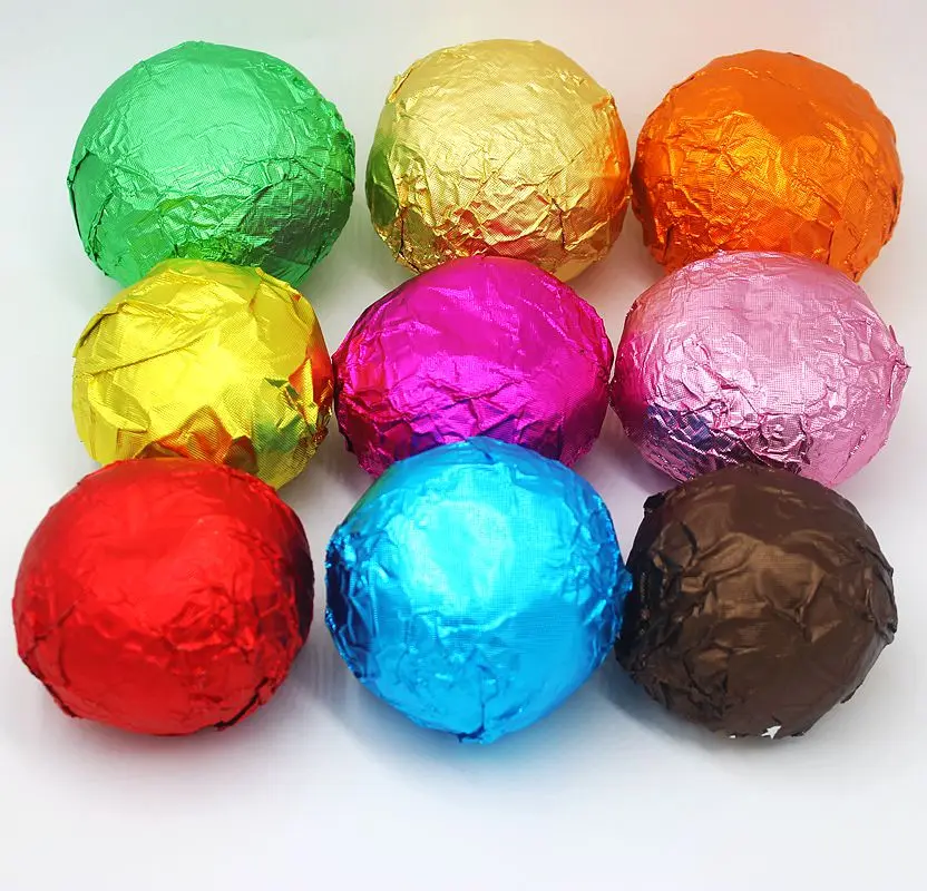 (100pcs/lot)New Chocolate Package Tin Foil Baking Paper Thickening 6 Colours Candy Sugar Tea Wrapping Paper Decoration 16cm