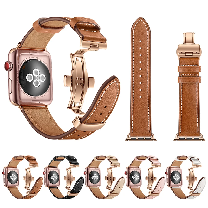 Новейший ремешок для часов Apple Watch из натуральной кожи Butteryfly с пряжкой Series 1 2 3 4 38