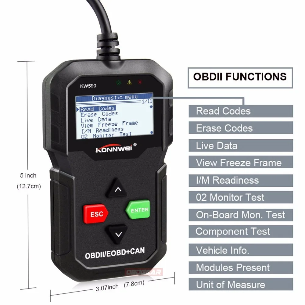 Лучший OBD2 сканер KONNWEI KW590 OBD2 автоматический диагностический сканер многоязычный OBD 2 Автосканер на русском языке лучше, чем AD310