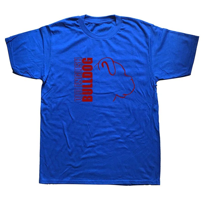 BLUE New Brand cotton For Man English Bulldog Dad T-Shirt Old English Bulldog Dog Design T Shirt - Цвет: BLUE