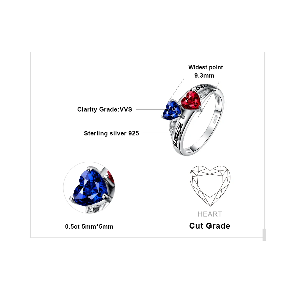 JewelryPalace Винтаж переплетены гравировкой Peace Hope создан Рубин сапфировое кольцо 925