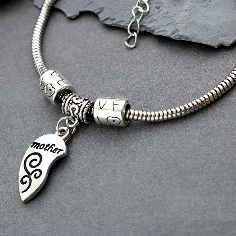 Браслеты 2 шт./компл. украшения для мам резьба любовь бусины родная кожа женское