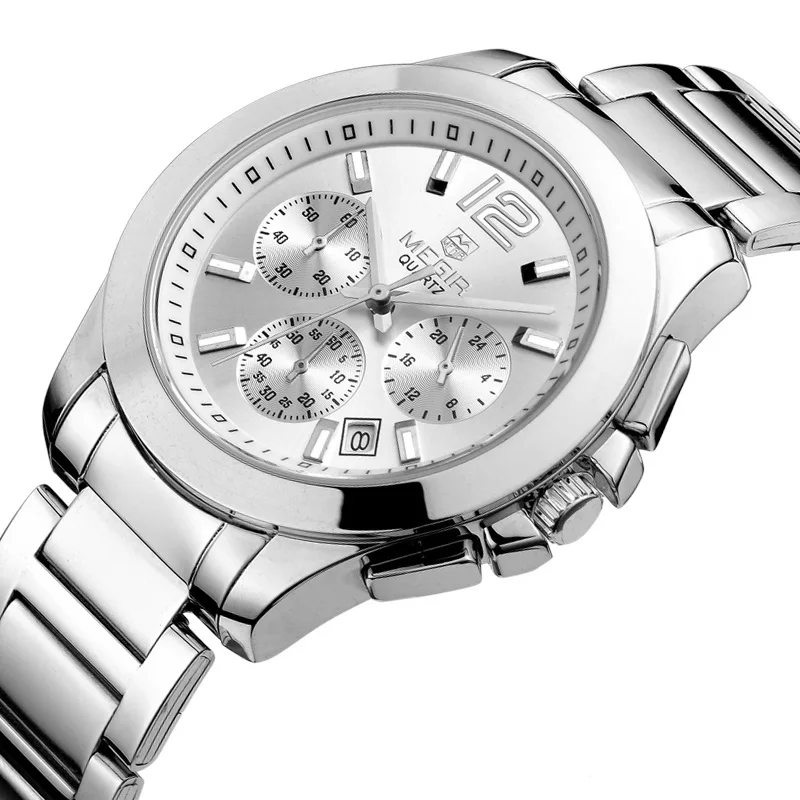 big-SILVER MEGIR, женские часы, Роскошные, под платье, наручные часы, Relogio Feminino, часы для женщин, Montre Femme, кварцевые женские часы для влюбленных - Цвет: big-SILVER