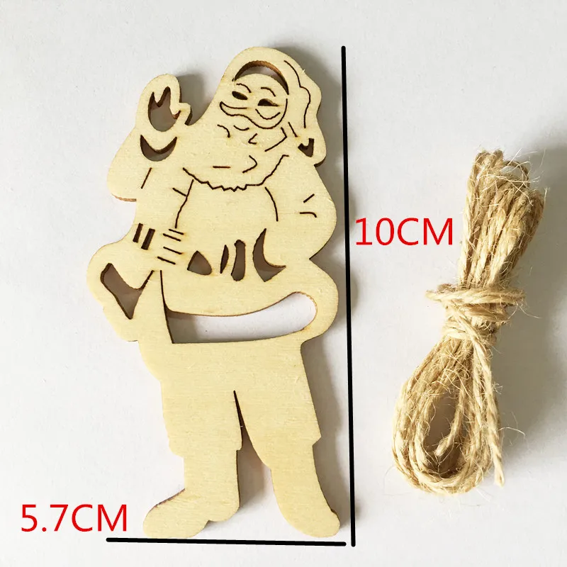 New Style 10PCS Creative Wooden Christmas Tree Ornaments Holiday Party Home Decorations Laser Cut Pendants |