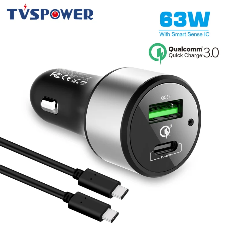 Usb type C адаптер 12V3A 18 Вт 45 Вт PD Быстрая зарядка 3,0 быстрое автомобильное зарядное устройство для iPhone для Macbook Air Dell XPS XIAOMI ноутбук