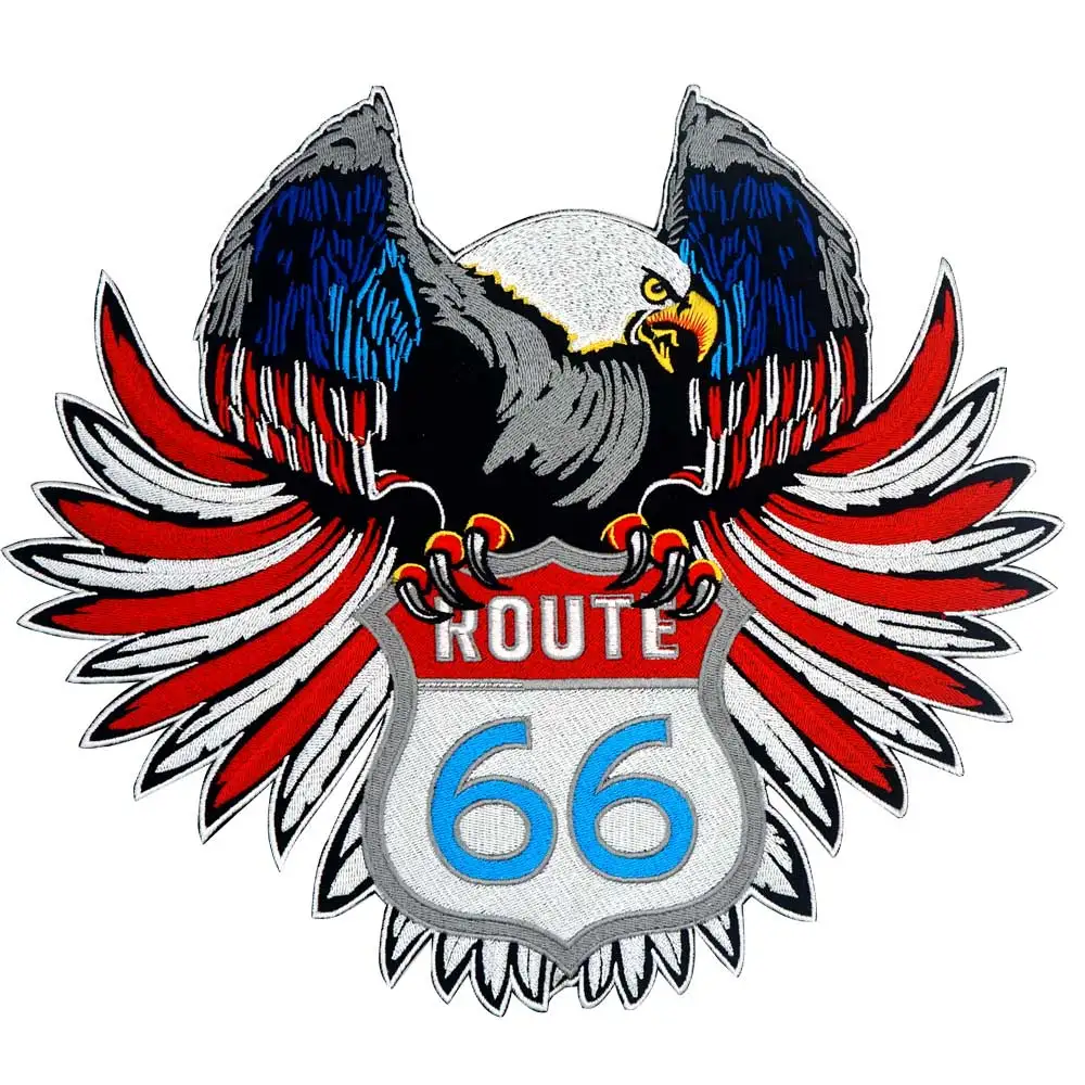 Большой ROUTE 66 EAGLE вышитые Панк байкерские нашивки для одежды с пришивкой|Заплатки|