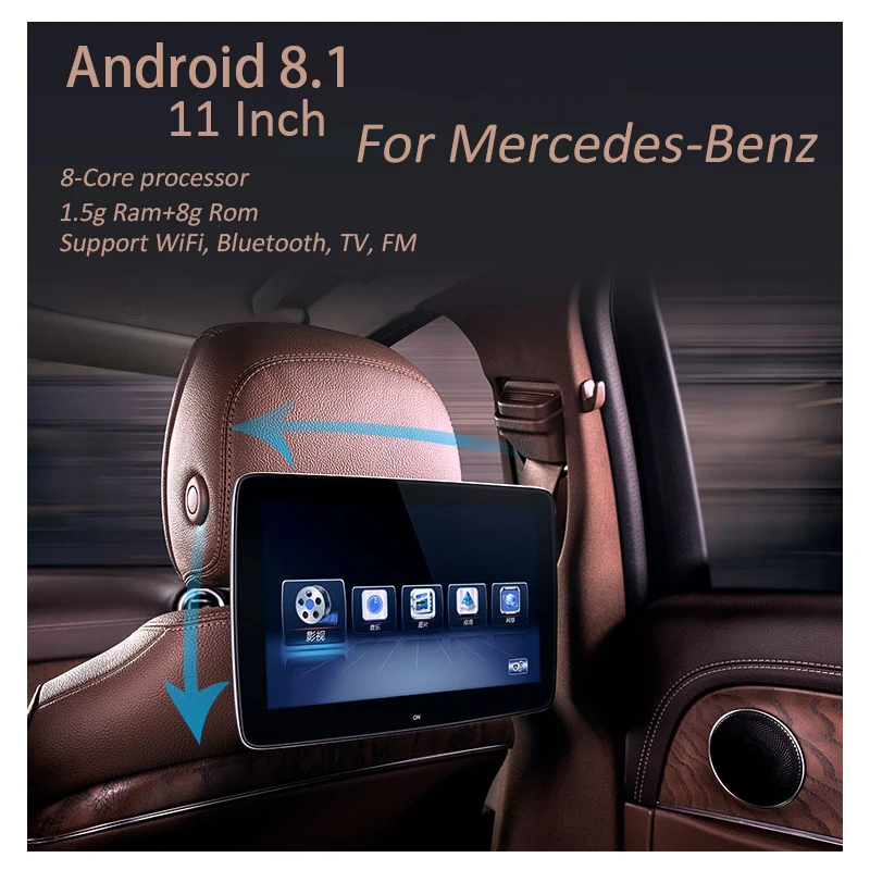 HD 11 дюймов Android 8,1 Автомобильный подголовник монитор для Mercedes Benz Sprinter wifi Bluetooth Автомобильный Экран Задняя развлекательная система