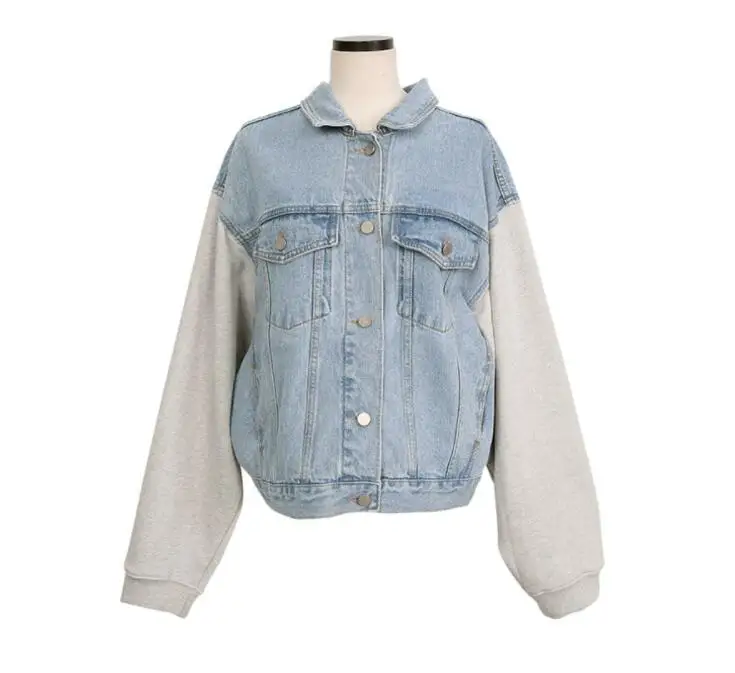 WHITNEY WANG 2019 Summer Fashion Streetwear Korea Style Patchwork Denim Jacket Women Stylish Jean Coat | Женская одежда