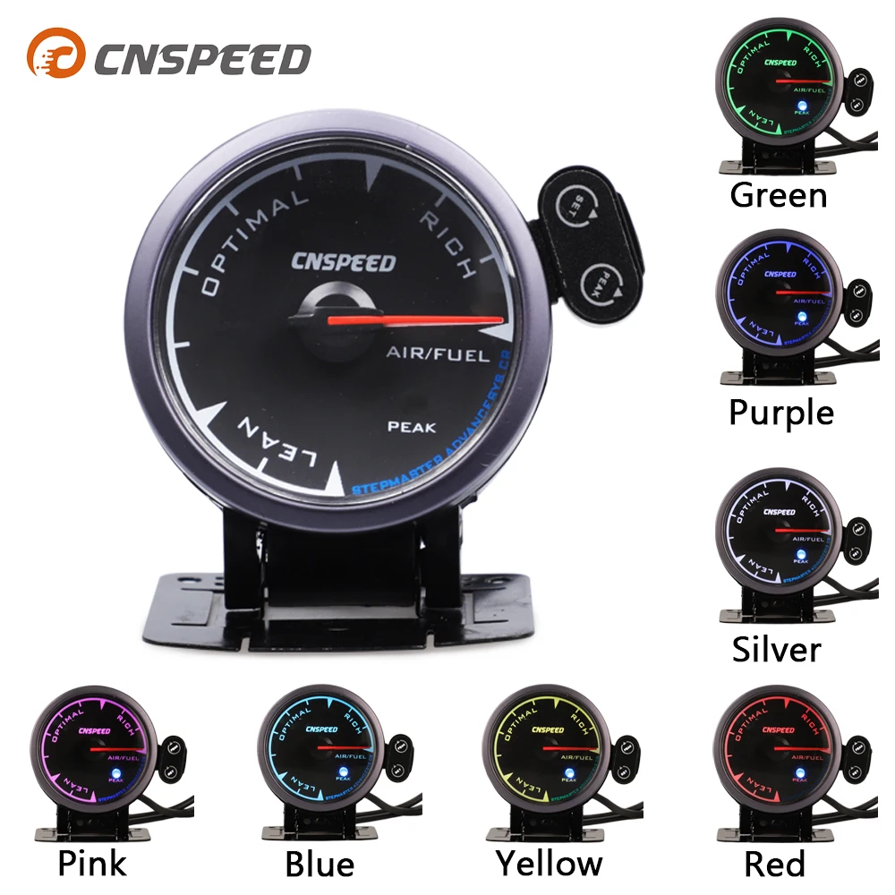

CNSPEED Shark pin 7 Colors 2.5"Â 60mm Auto Air Fuel Ratio Gauge Car Air Fuel Ratio Meter Black Face Car Meter LED With Holder