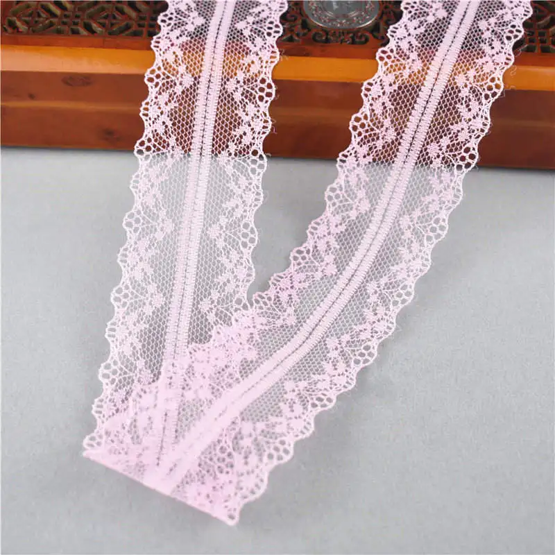 Light Pink 10 ярдов красивой кружевной ленты, 3,8 см в ширину, белая кружевная ткань с кружевной отделкой DIY одежда/аксессуары/Цветочные аксессуары и т. Д - Цвет: Light Pink