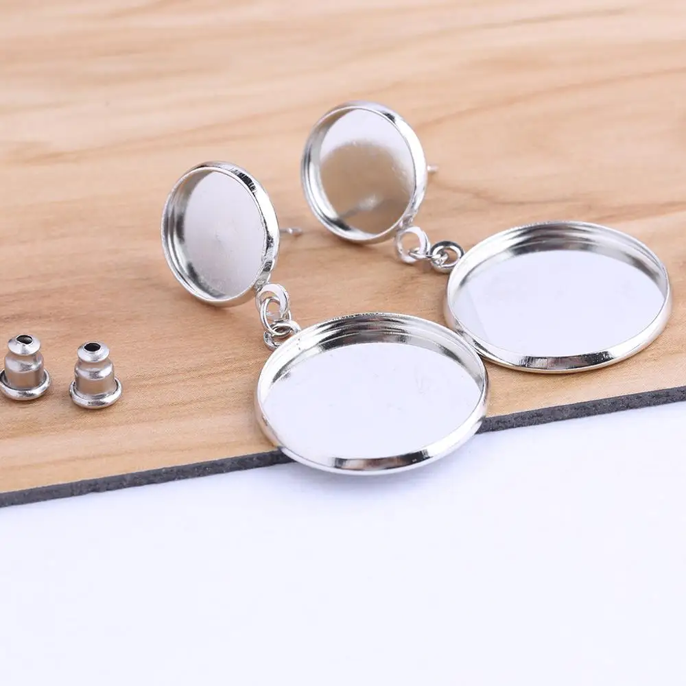 Onwear 10 шт. 12 мм 20 мм кабошон серьга стержня базовые заготовки diy Безель-Камея Настройки для серьги ювелирных изделий
