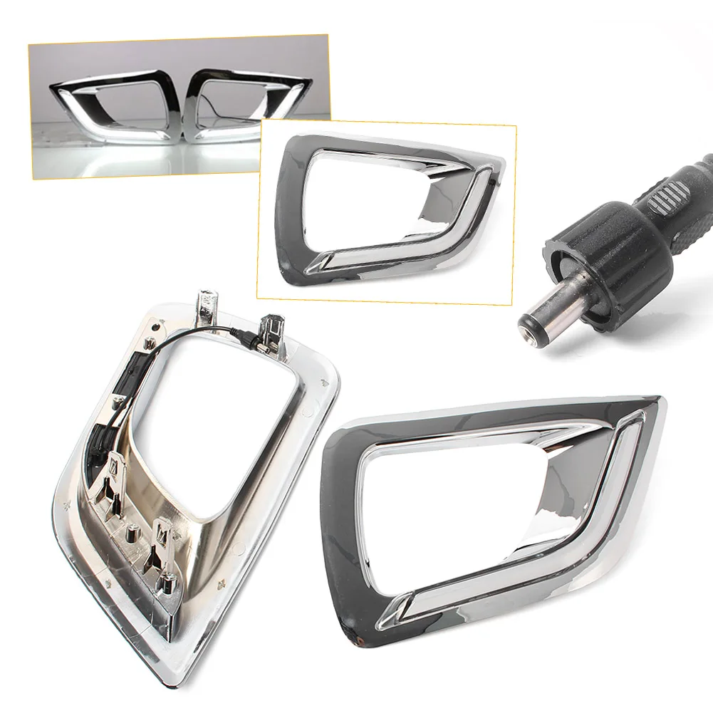 

DRL LED Fog Light Indicators Daytime Running Driving Lamp Bezel Cover For Nissan Navara NP300 2015 2016 Pair Car Spare Parts