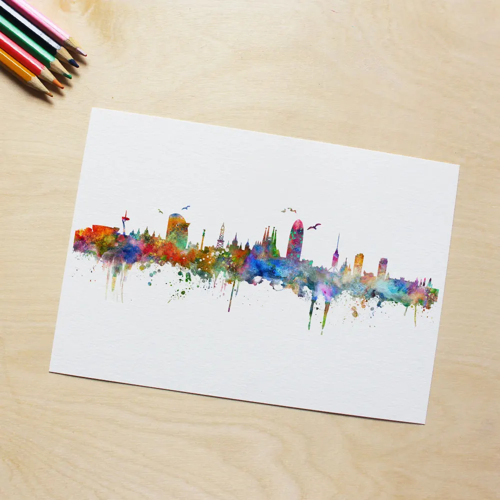 Настенный цветной бумажный художественный подарок настенный постер Skyline AP113|coloring