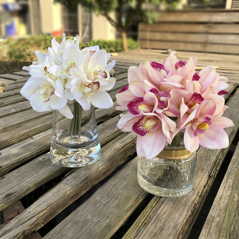 Искусственная Орхидея Cymbidium 6 цветов на ощупь|Искусственные и сухие цветы| |