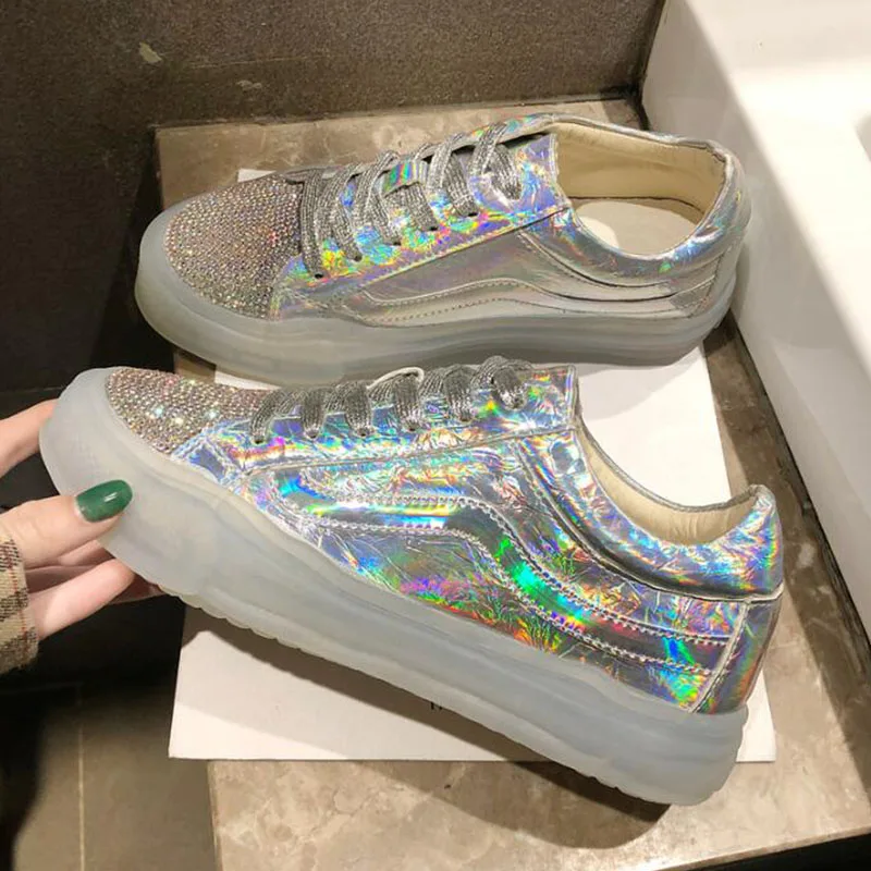 Новинка 2019 года женская повседневная обувь на плоской платформе шикарная