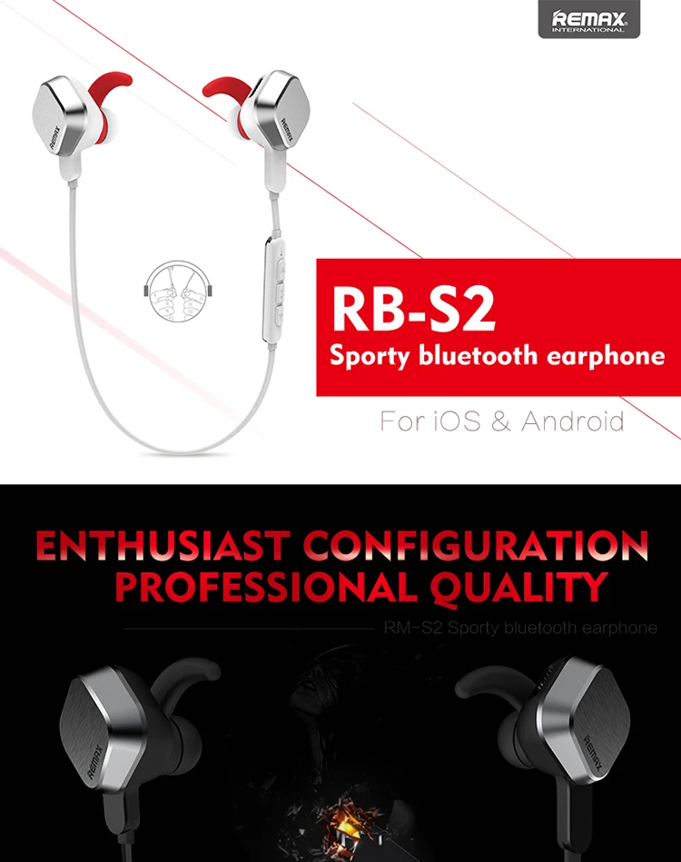 Наушники remax RB-S2 Bluetooth, Спортивные Беспроводные наушники с mi c для Xiao mi Red mi Note 7 mi 8 lite mi band 3 mi 9 a2