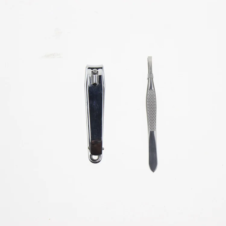 

2Pcs/Set Stainless Steel Chrome Plated Good Quality Top Rated Travel Unique Nail Clipper Cutter And Tweezer