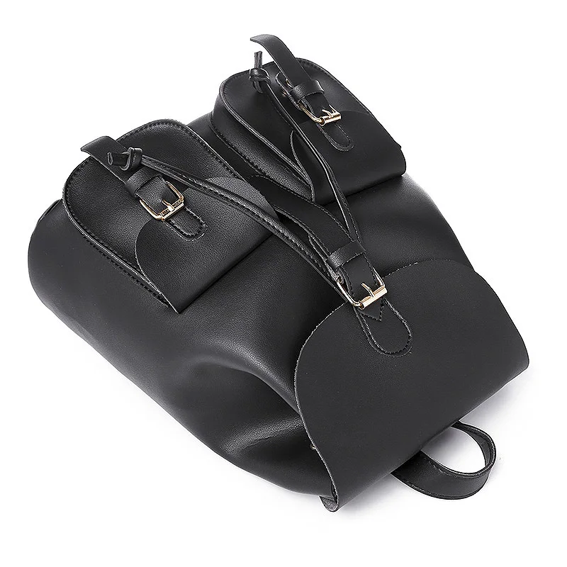 Винтажный женский кожаный рюкзак с кулиской плиссированный рюкзак|Женские