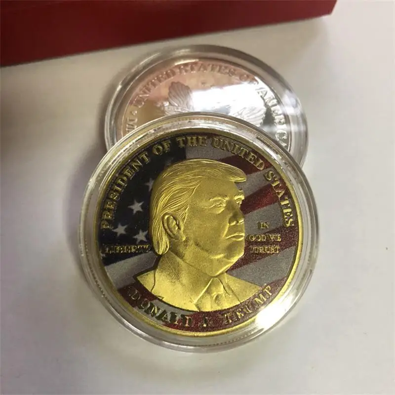 Новый президент Дональд Трамп позолоченная памятная монета Золотая и