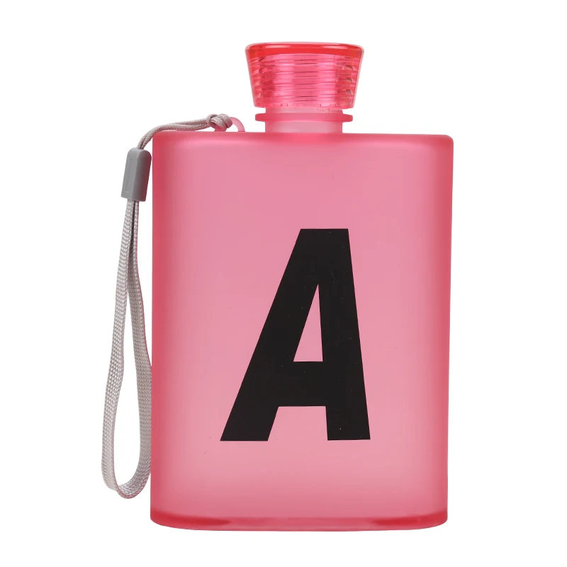Fashion colors Flat Water bottle Personalized Abrasive Plastic Student Bottle Practical Gift | Дом и сад