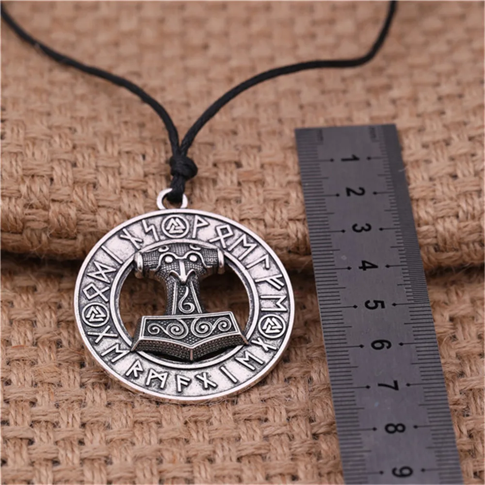Женское и мужское колье с черной линией в скандинавском стиле|thor hammer|pendant jewelryjewelry
